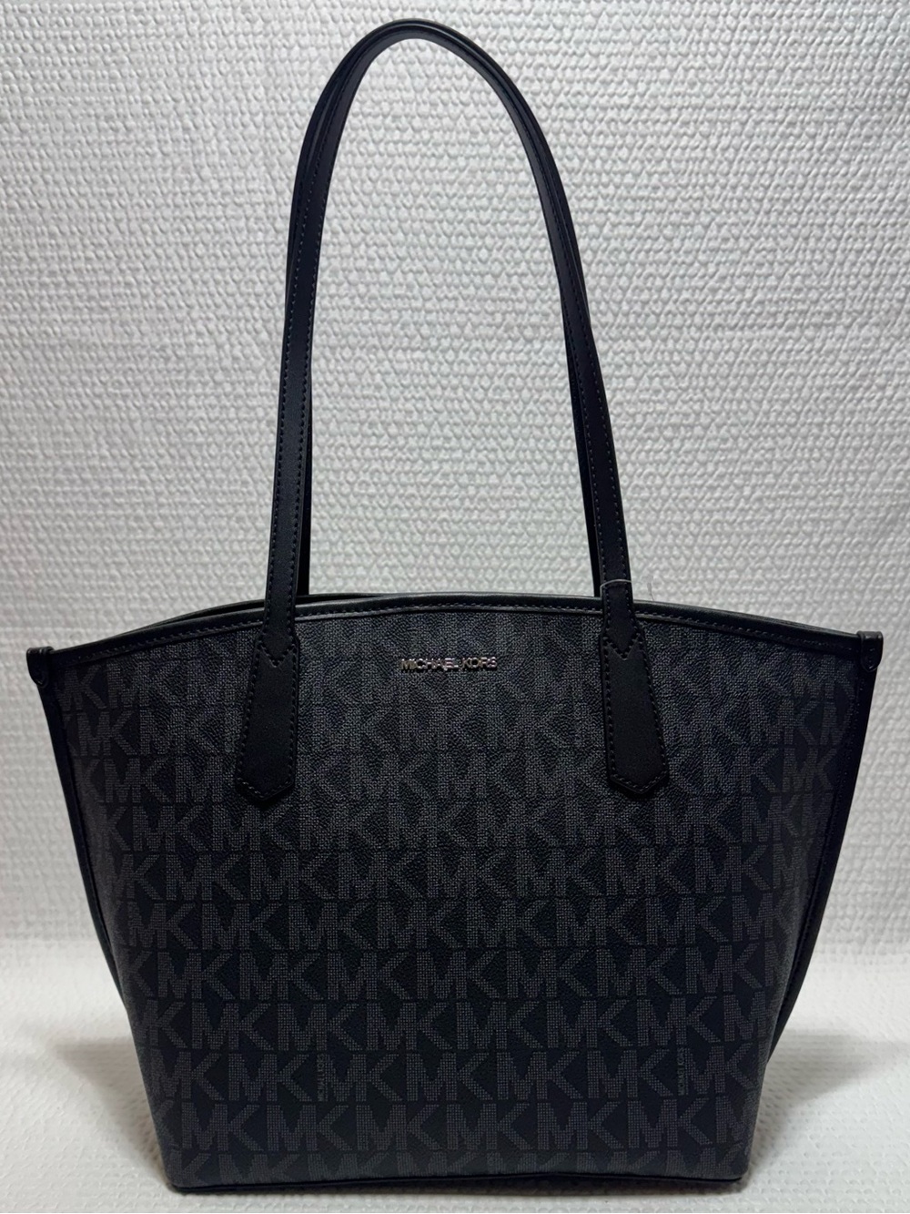 Michael Kors Black MK Logo Tote with silver  Hardware
